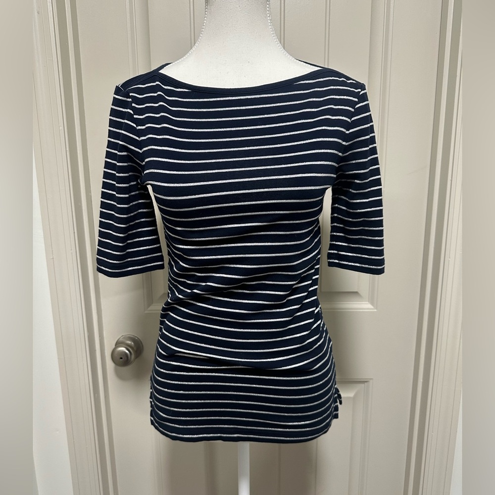 Ralph Lauren Navy and Silver Striped Tee